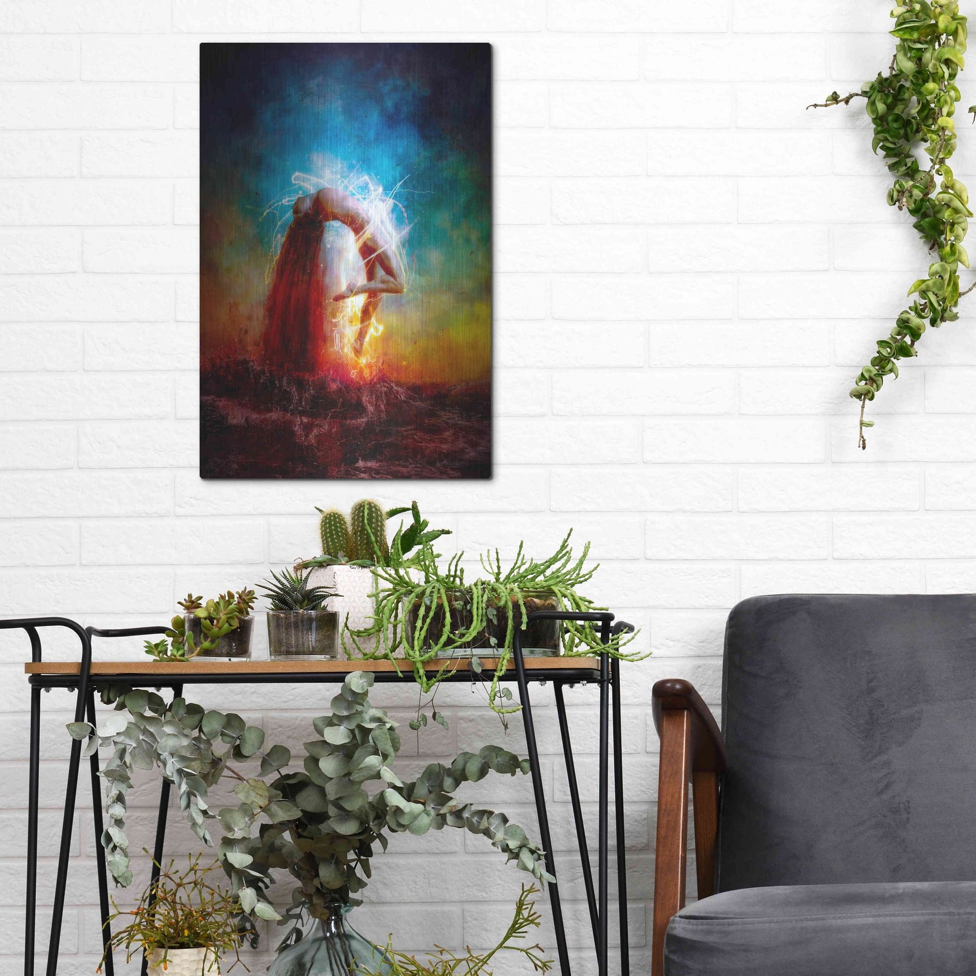 Luxe Metal Art 'Electricity' by Mario Sanchez Nevado, Metal Wall Art,12x16