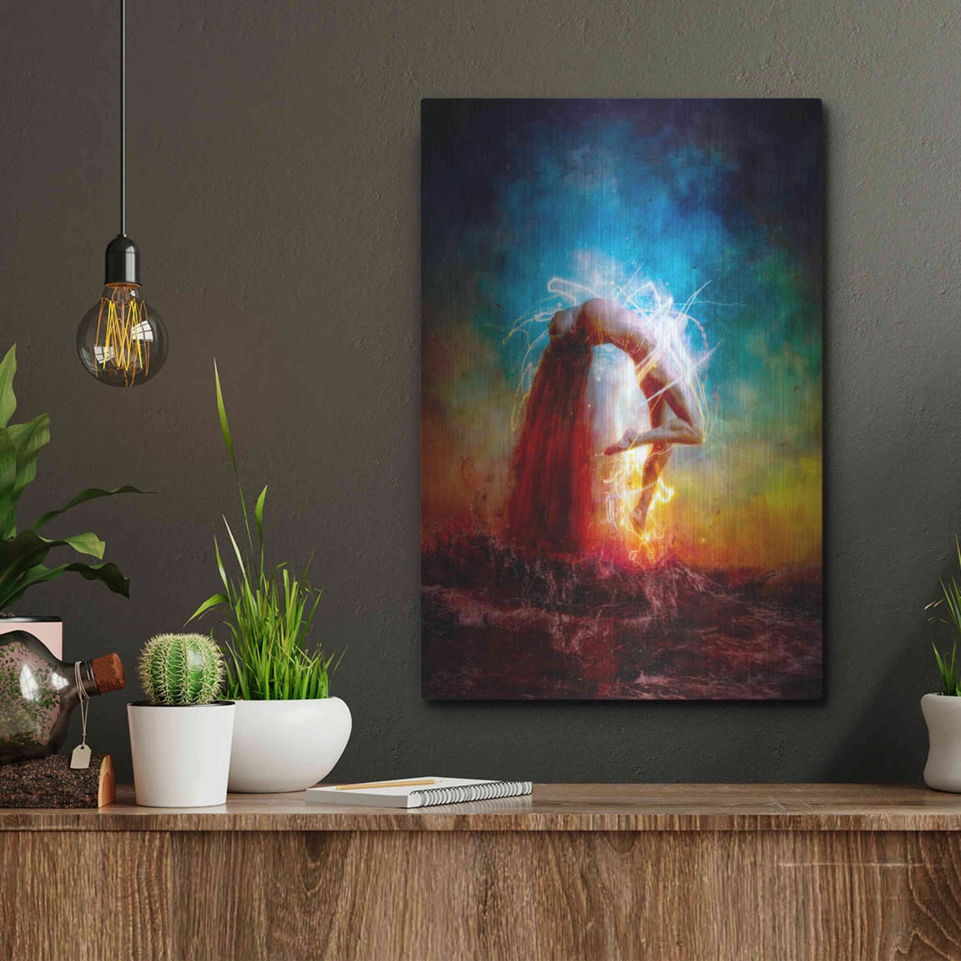 Luxe Metal Art 'Electricity' by Mario Sanchez Nevado, Metal Wall Art,12x16