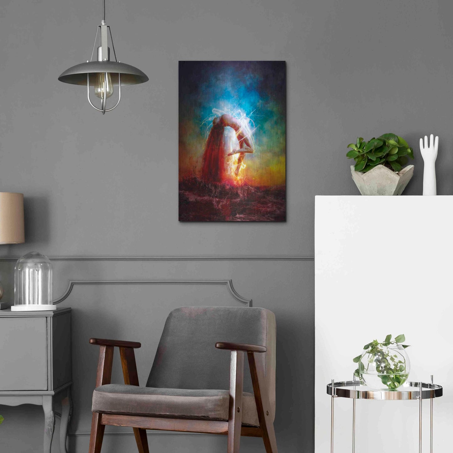 Luxe Metal Art 'Electricity' by Mario Sanchez Nevado, Metal Wall Art,16x24