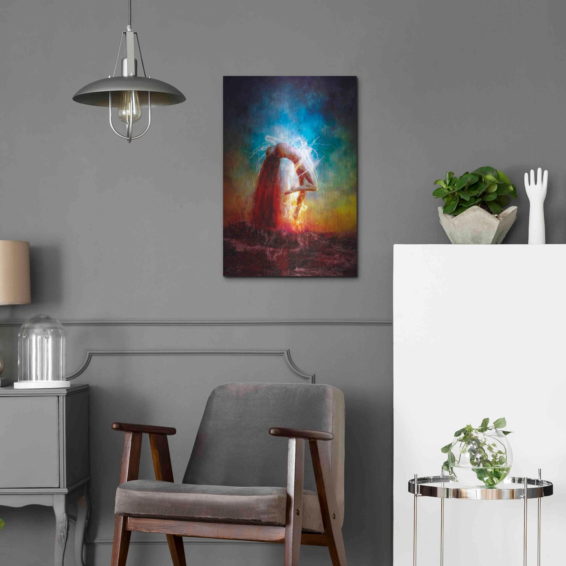 Luxe Metal Art 'Electricity' by Mario Sanchez Nevado, Metal Wall Art,16x24