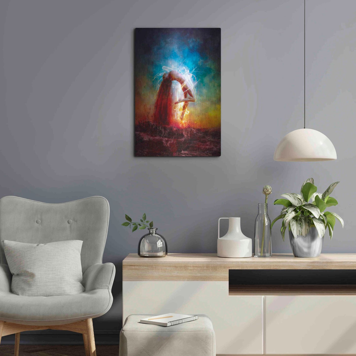 Luxe Metal Art 'Electricity' by Mario Sanchez Nevado, Metal Wall Art,16x24