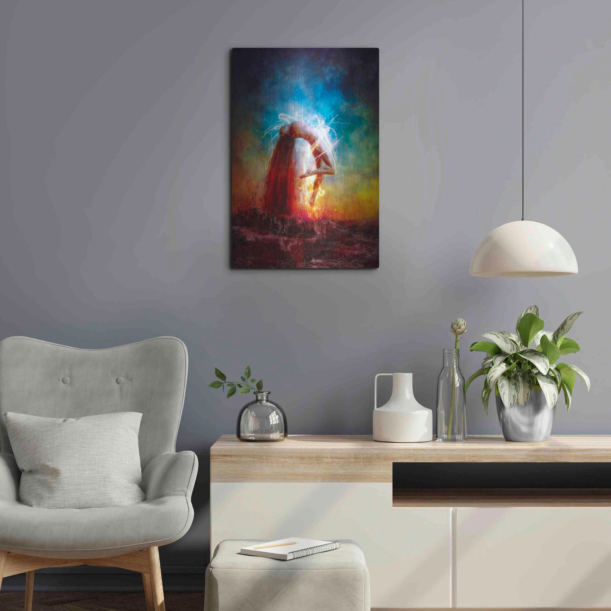 Luxe Metal Art 'Electricity' by Mario Sanchez Nevado, Metal Wall Art,16x24