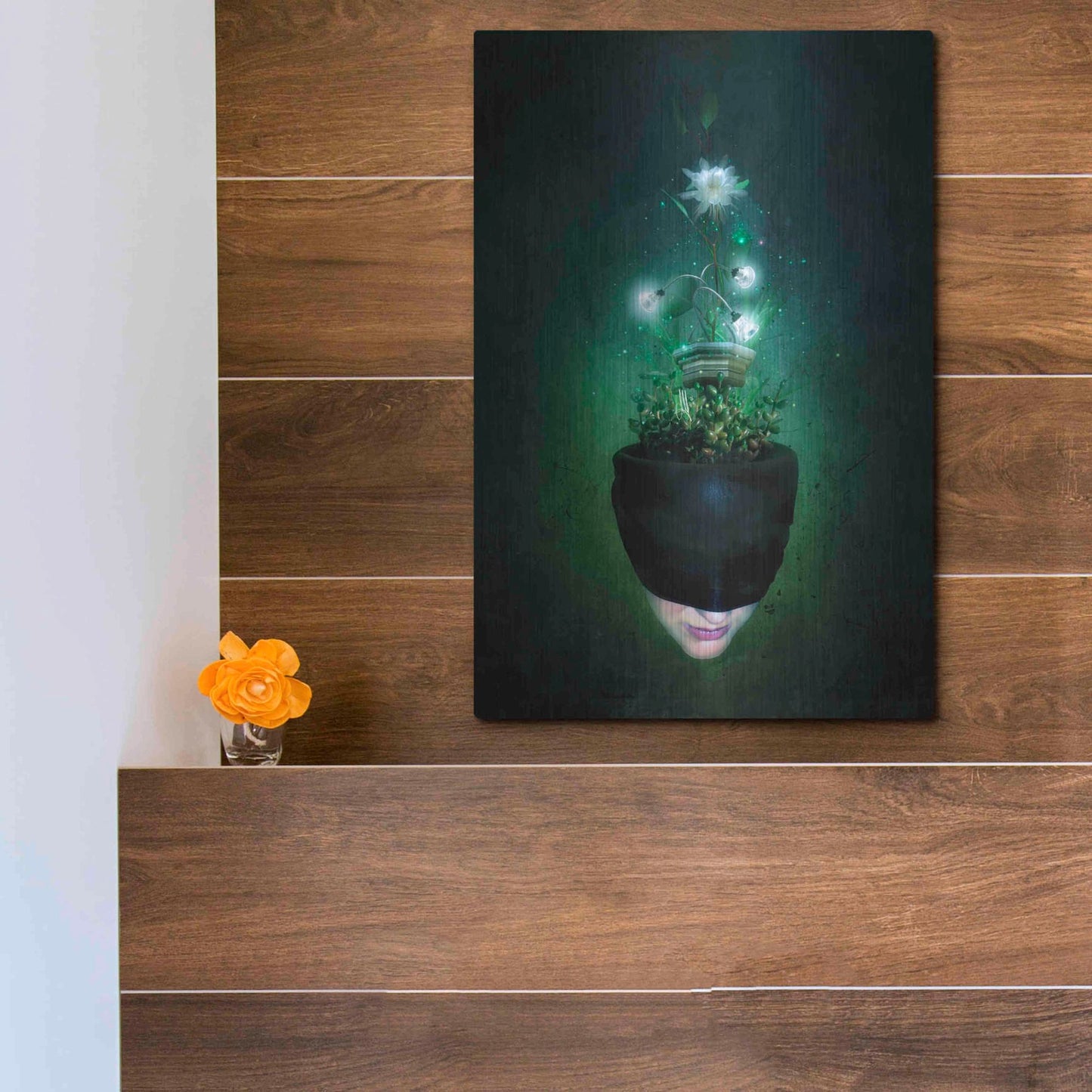 Luxe Metal Art 'Herbal Movement I' by Mario Sanchez Nevado, Metal Wall Art,12x16