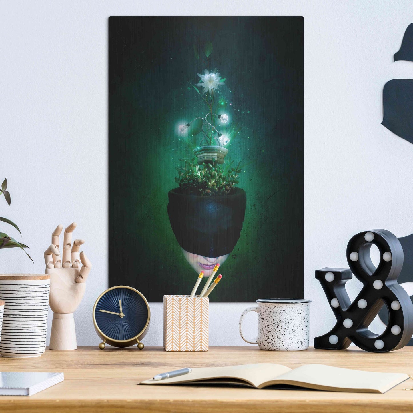 Luxe Metal Art 'Herbal Movement I' by Mario Sanchez Nevado, Metal Wall Art,12x16