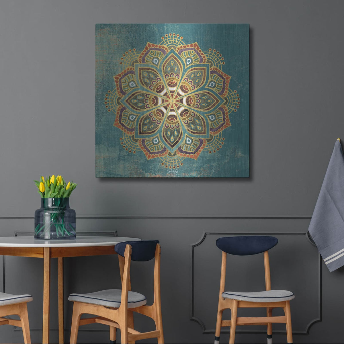 'Boho Medallion I' by Marla Rae – Metal Wall Art, 36x36 room view