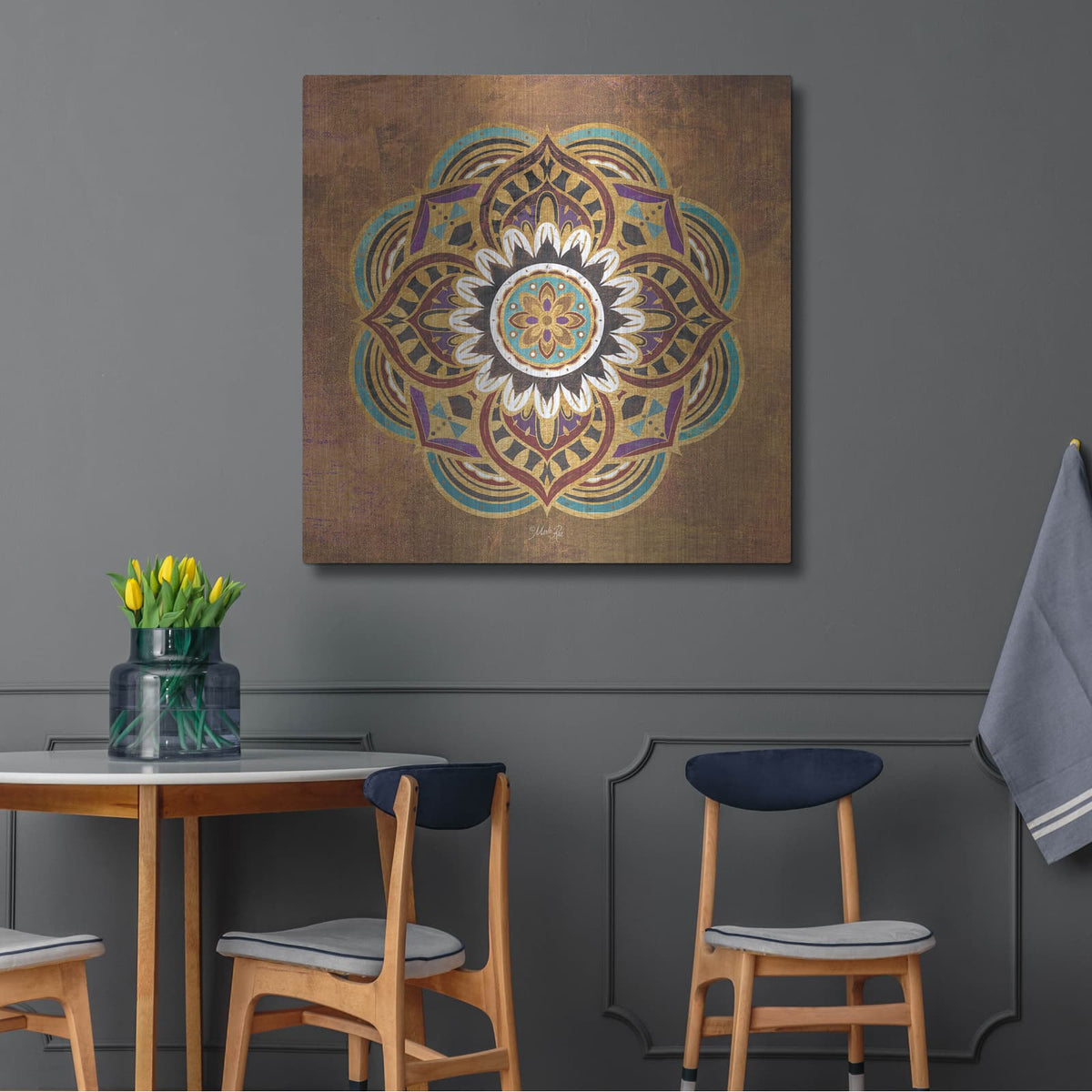 'Boho Medallion II' by Marla Rae – Metal Wall Art, 36x36 room view