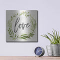 'Love Greenery Wreath' by Marla Rae – Metal Wall Art, 12x12 room view
