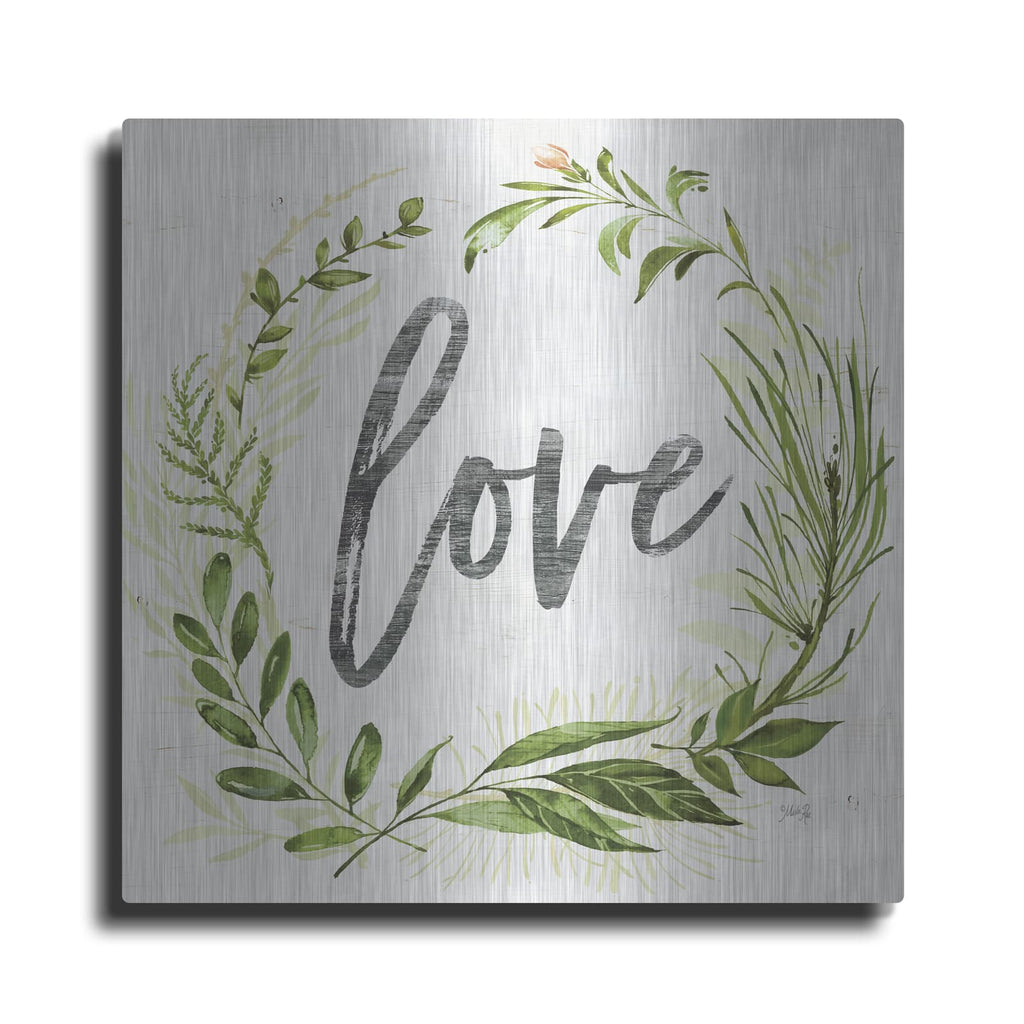 'Love Greenery Wreath' by Marla Rae – Metal Wall Art
