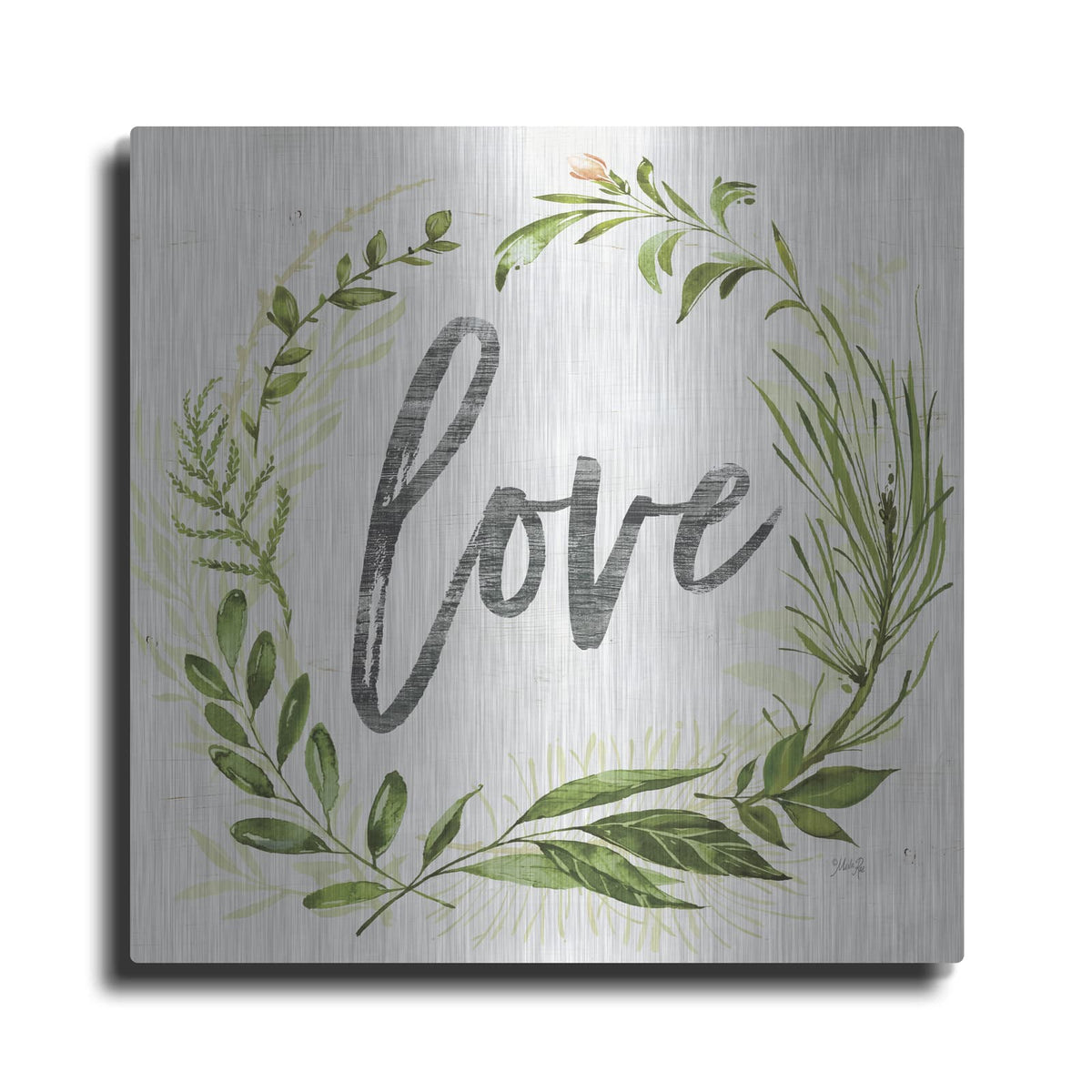 'Love Greenery Wreath' by Marla Rae – Metal Wall Art