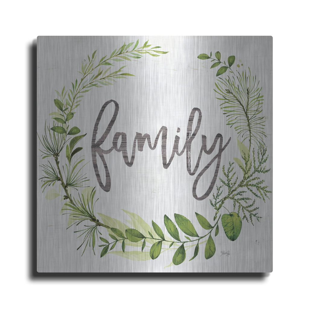 'Family Greenery Wreath' by Marla Rae – Metal Wall Art