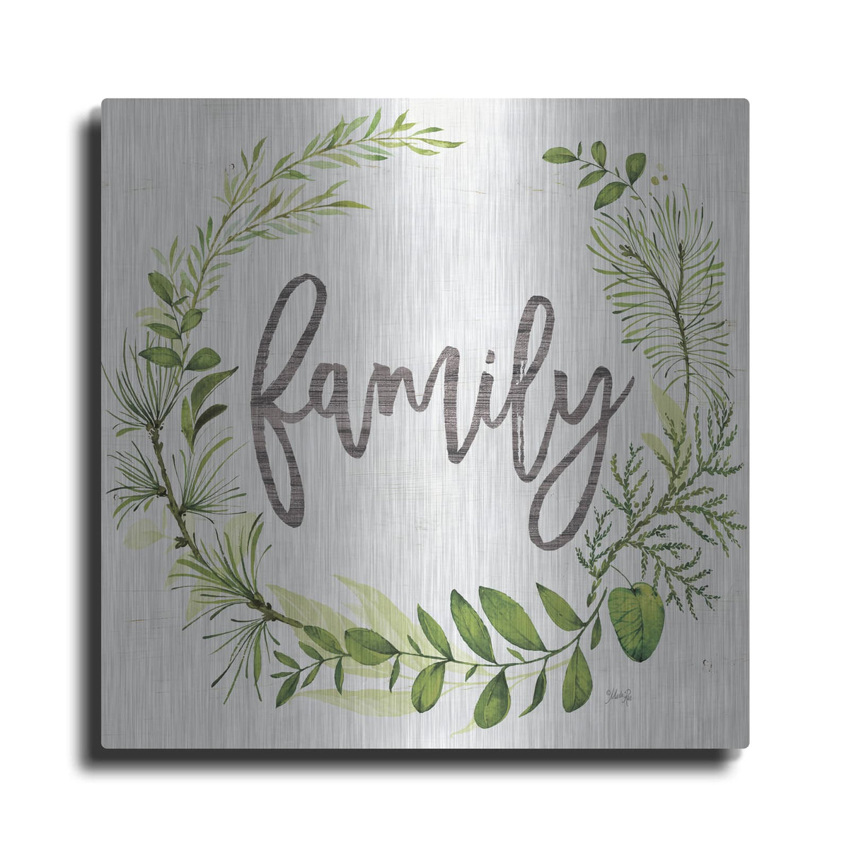 'Family Greenery Wreath' by Marla Rae – Metal Wall Art