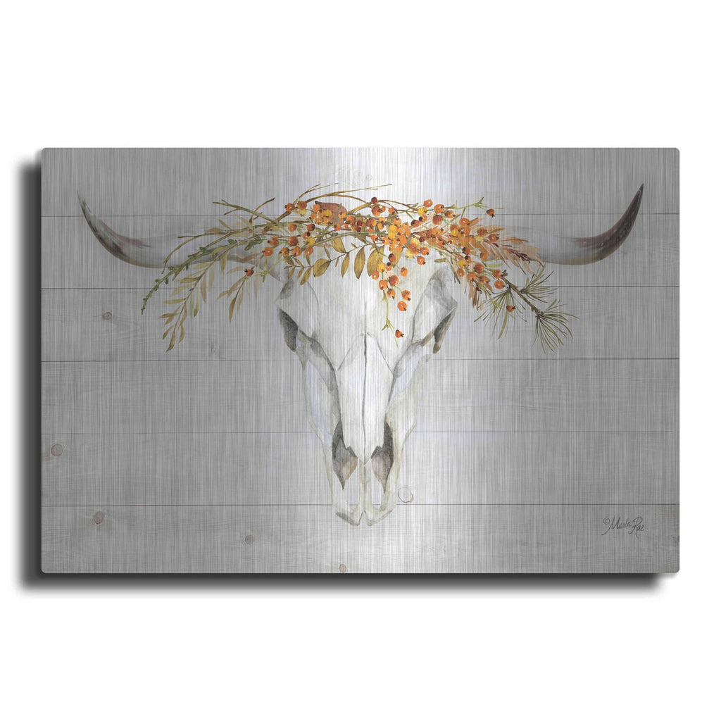 'Fall Steer Skull' by Marla Rae – Metal Wall Art
