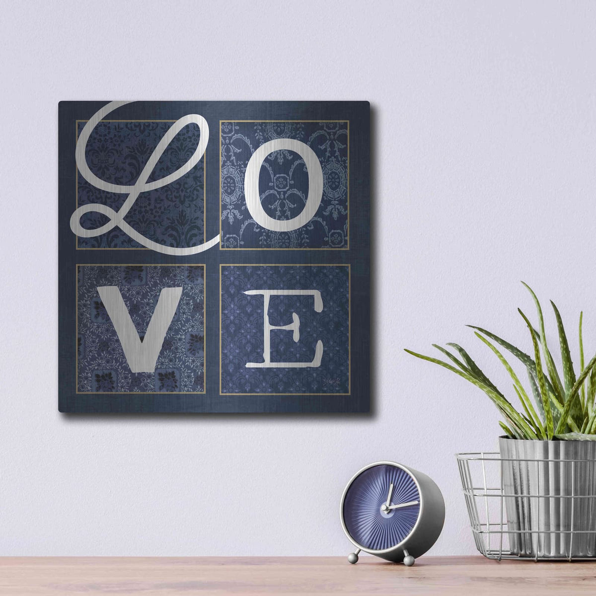 'LOVE Squared' by Marla Rae – Metal Wall Art, 12x12 room view