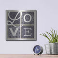 'LOVE Squared in Gray' by Marla Rae – Metal Wall Art, 12x12 room view