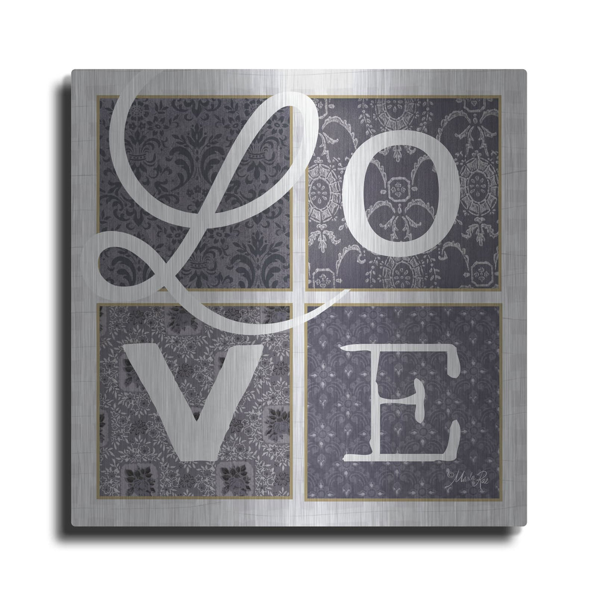 'LOVE Squared in Gray' by Marla Rae – Metal Wall Art
