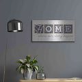 'Home Where Our Story Begins in Gray' by Marla Rae – Metal Wall Art, 24x12 room view