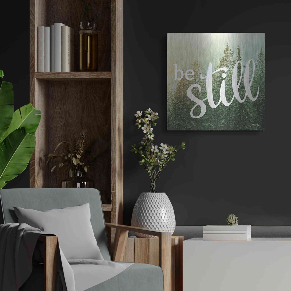 'Be Still' by Marla Rae – Metal Wall Art, 24x24 room view