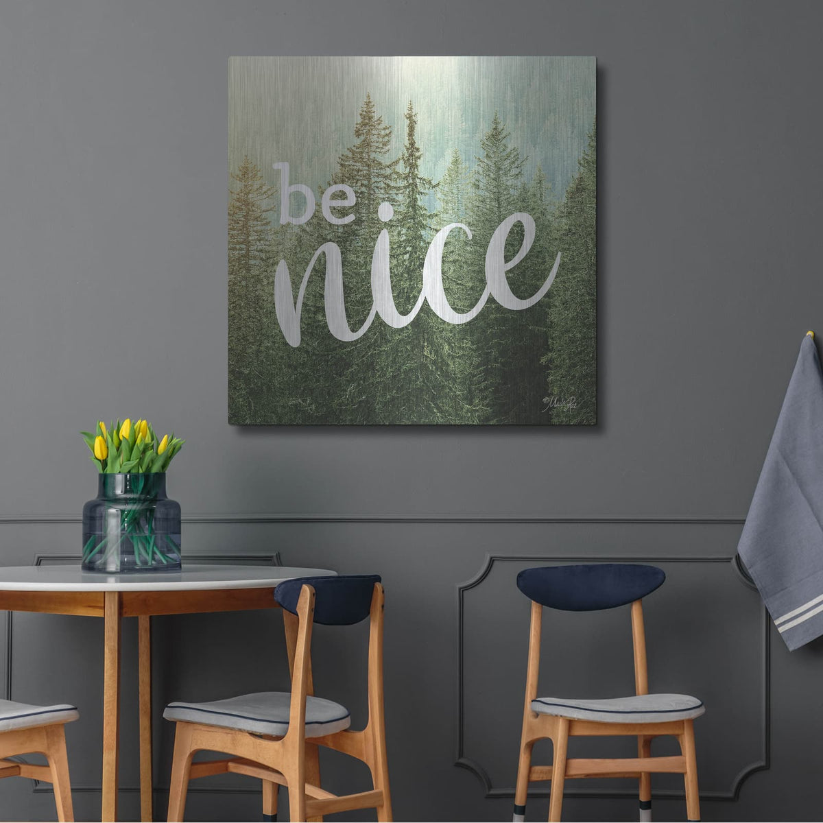 'Be Nice' by Marla Rae – Metal Wall Art, 36x36 room view