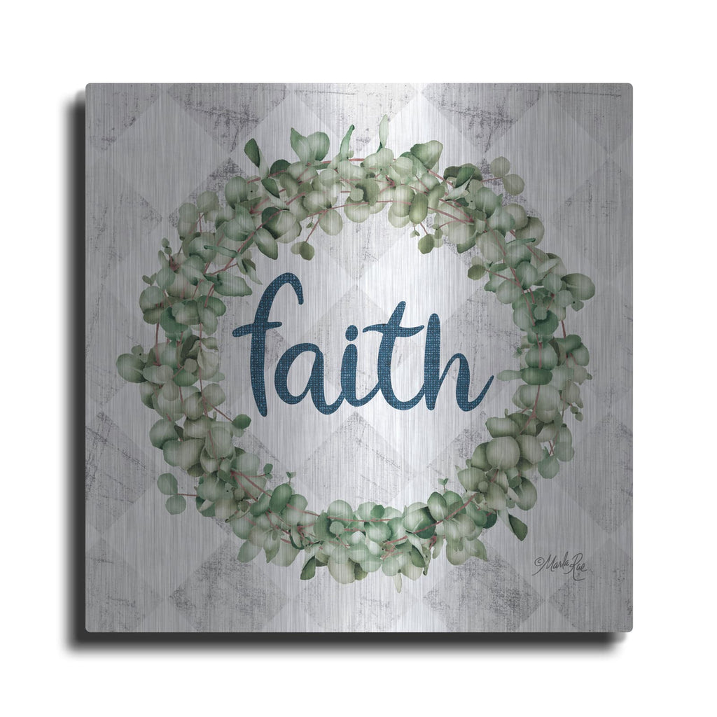 'Faith Eucalyptus Wreath' by Marla Rae – Metal Wall Art