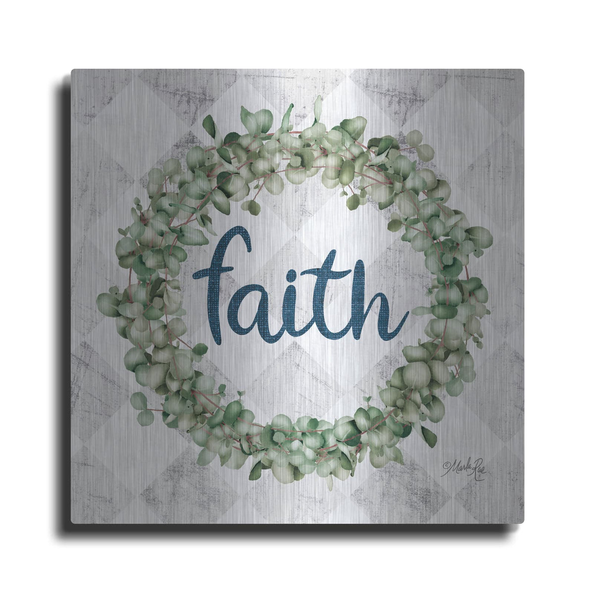 'Faith Eucalyptus Wreath' by Marla Rae – Metal Wall Art
