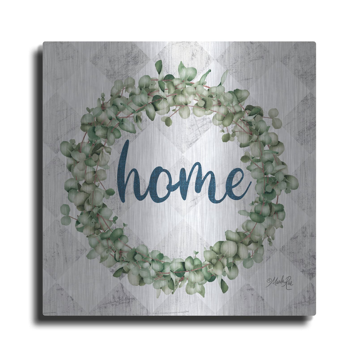 'Home Eucalyptus Wreath' by Marla Rae – Metal Wall Art
