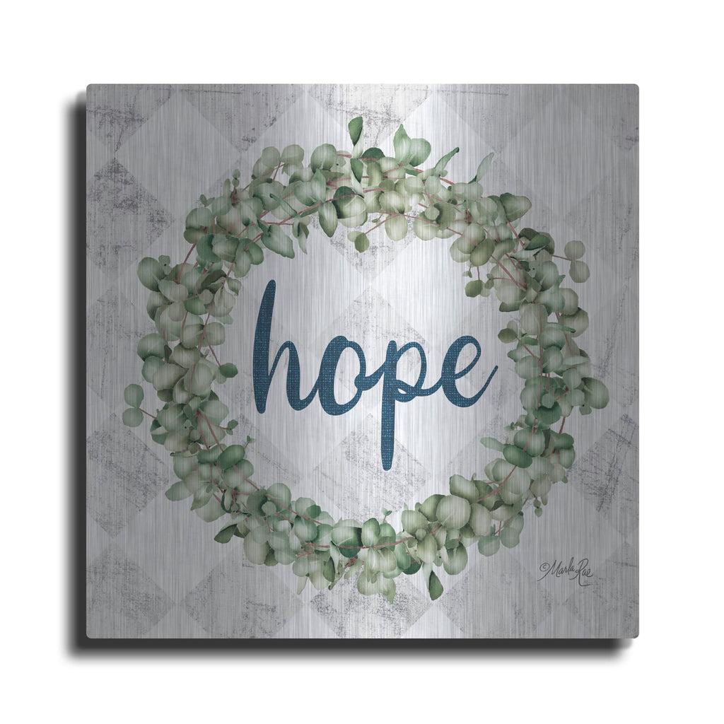 'Hope Eucalyptus Wreath' by Marla Rae – Metal Wall Art