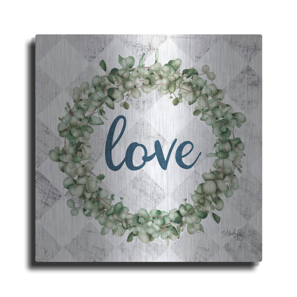 'Love Eucalyptus Wreath' by Marla Rae – Metal Wall Art
