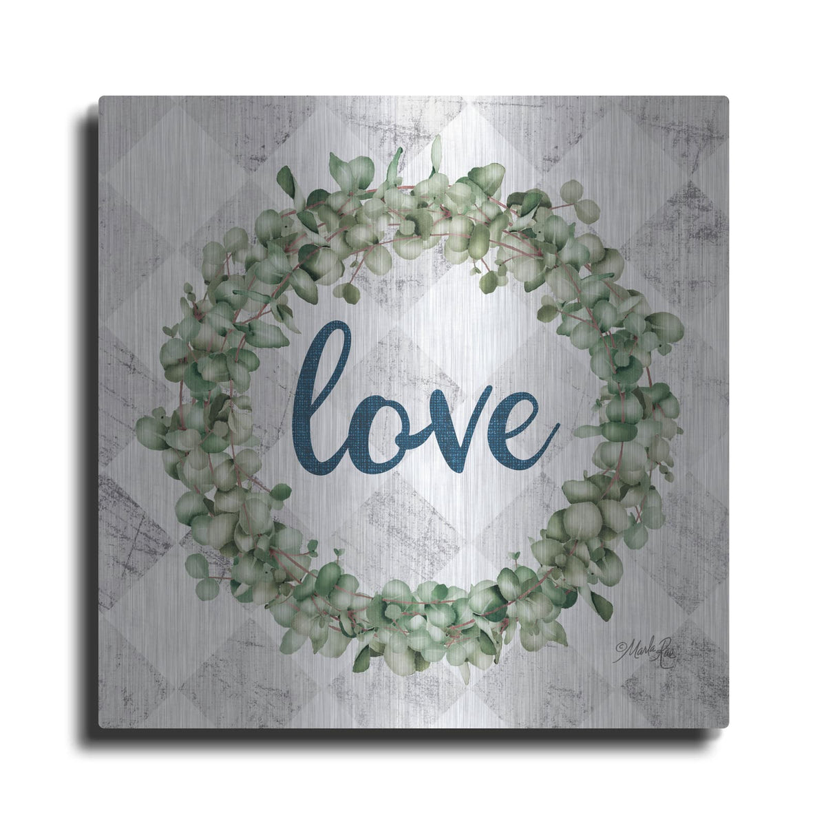 'Love Eucalyptus Wreath' by Marla Rae – Metal Wall Art