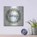 'Pray Eucalyptus Wreath' by Marla Rae – Metal Wall Art, 12x12 room view