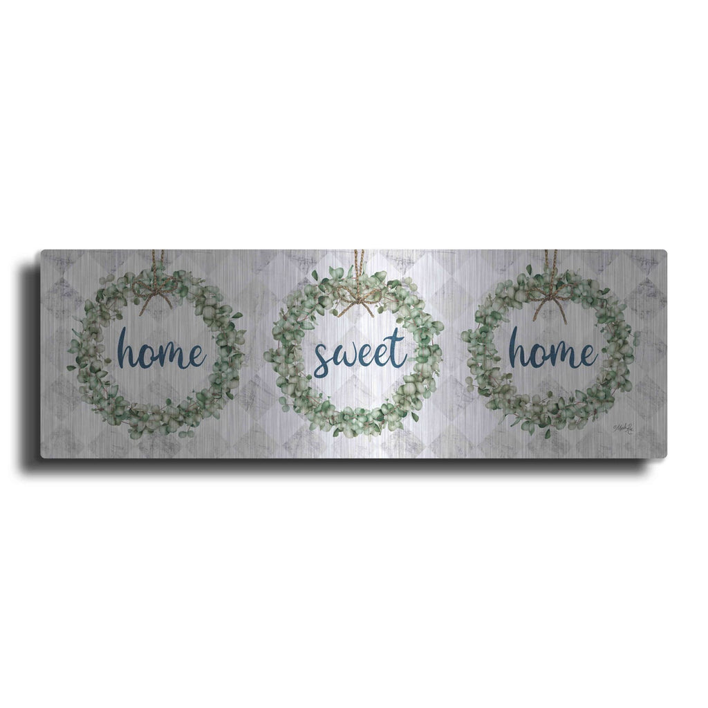 'Home Sweet Home Eucalyptus Wreaths' by Marla Rae – Metal Wall Art