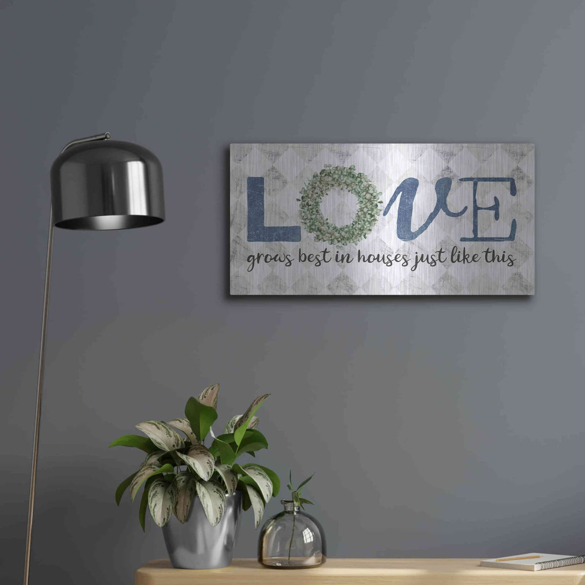 'Love Grows Best' by Marla Rae – Metal Wall Art, 24x12 room view