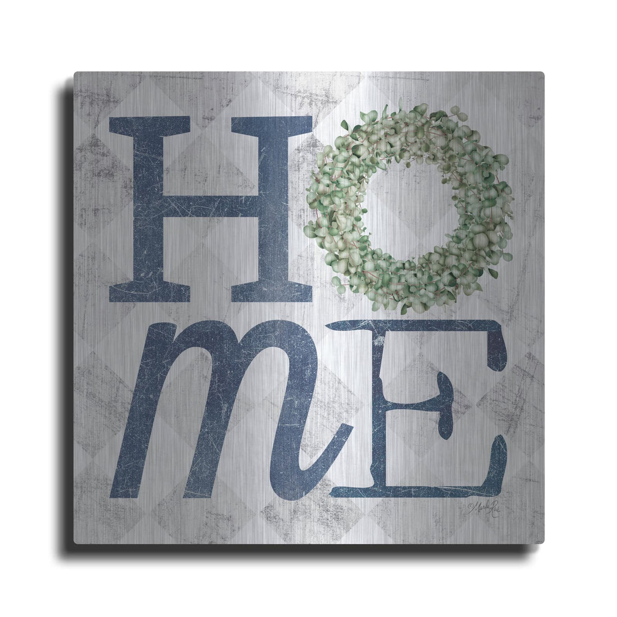 'Home with Eucalyptus Wreath III' by Marla Rae – Metal Wall Art