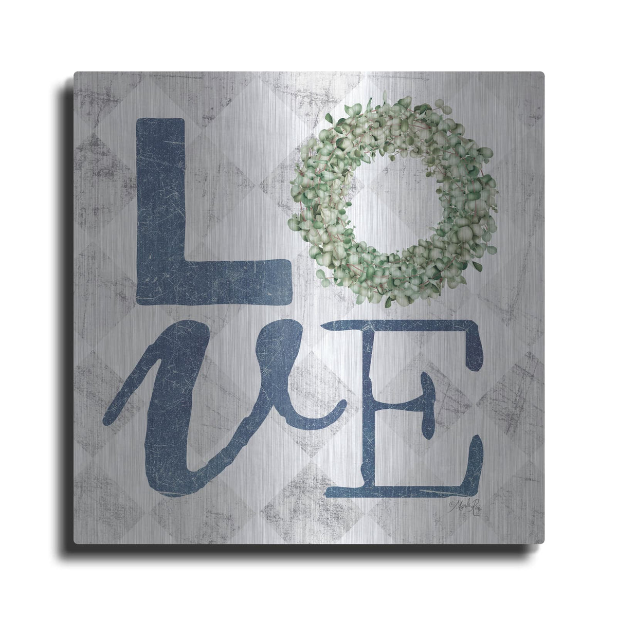 'Love with Eucalyptus Wreath III' by Marla Rae – Metal Wall Art