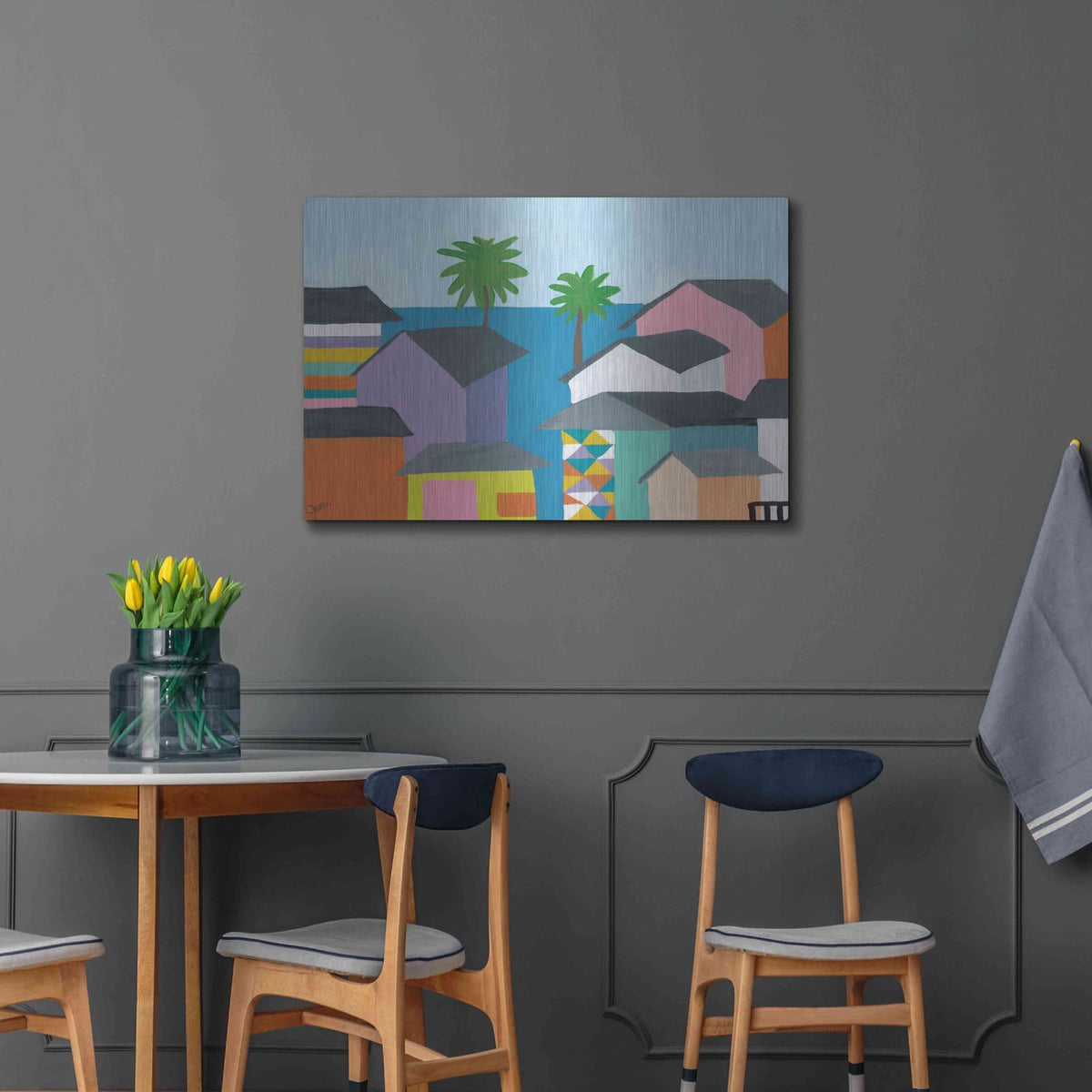 'Beachfront Property 2' by Jan Weiss – Metal Wall Art, 36x24 room view