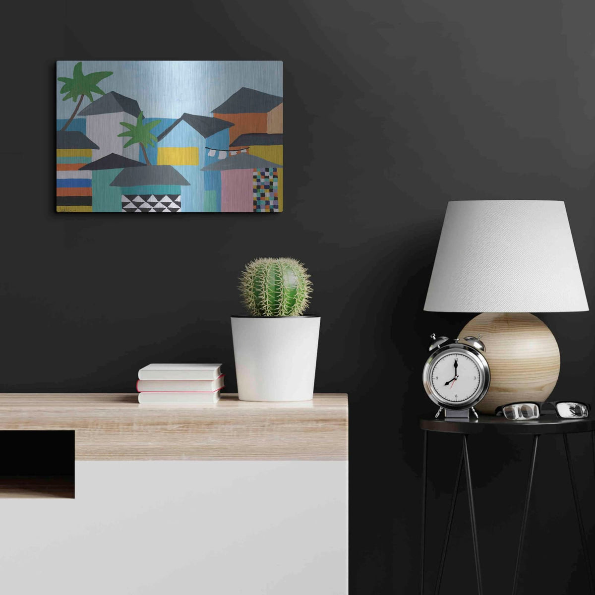 'Beachfront Property 3' by Jan Weiss – Metal Wall Art, 24x16 room view