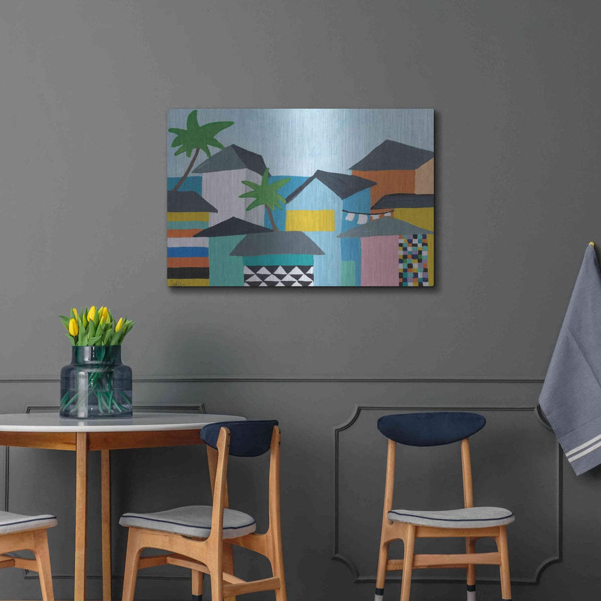 'Beachfront Property 3' by Jan Weiss – Metal Wall Art, 36x24 room view