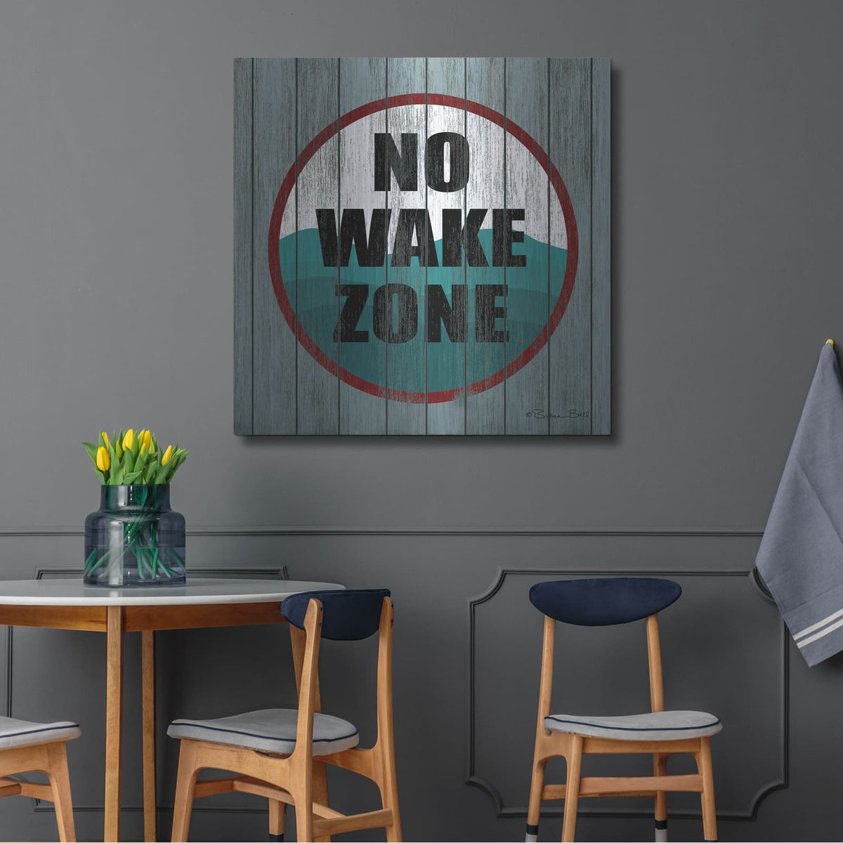 'No Wake Zone' by Susan Ball – Metal Wall Art, 36x36 room view