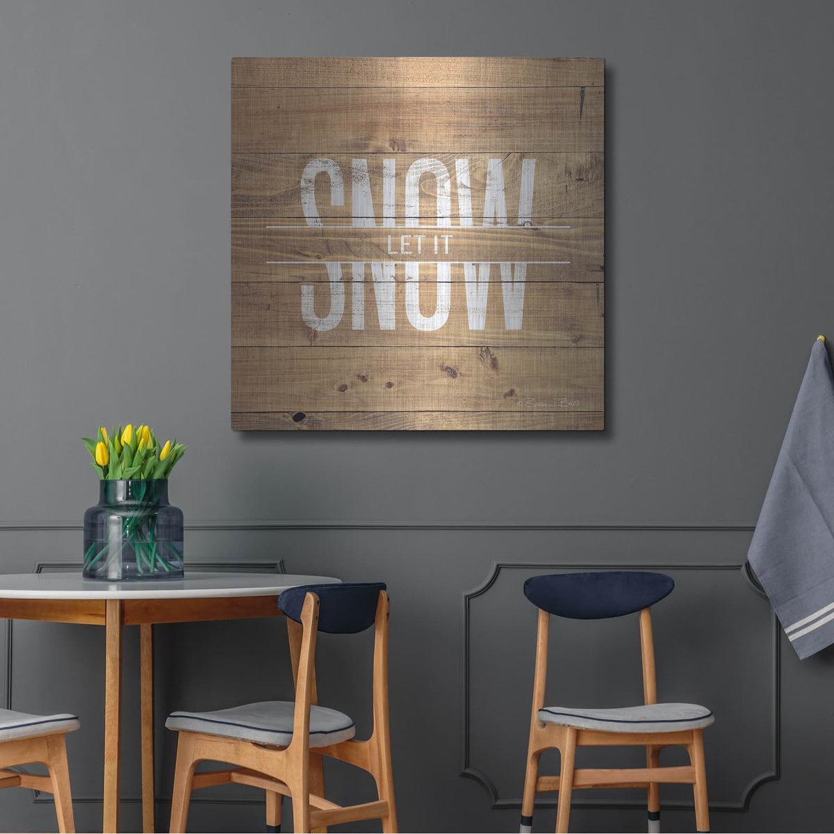 'Let it Snow' by Susan Ball – Metal Wall Art, 36x36 room view