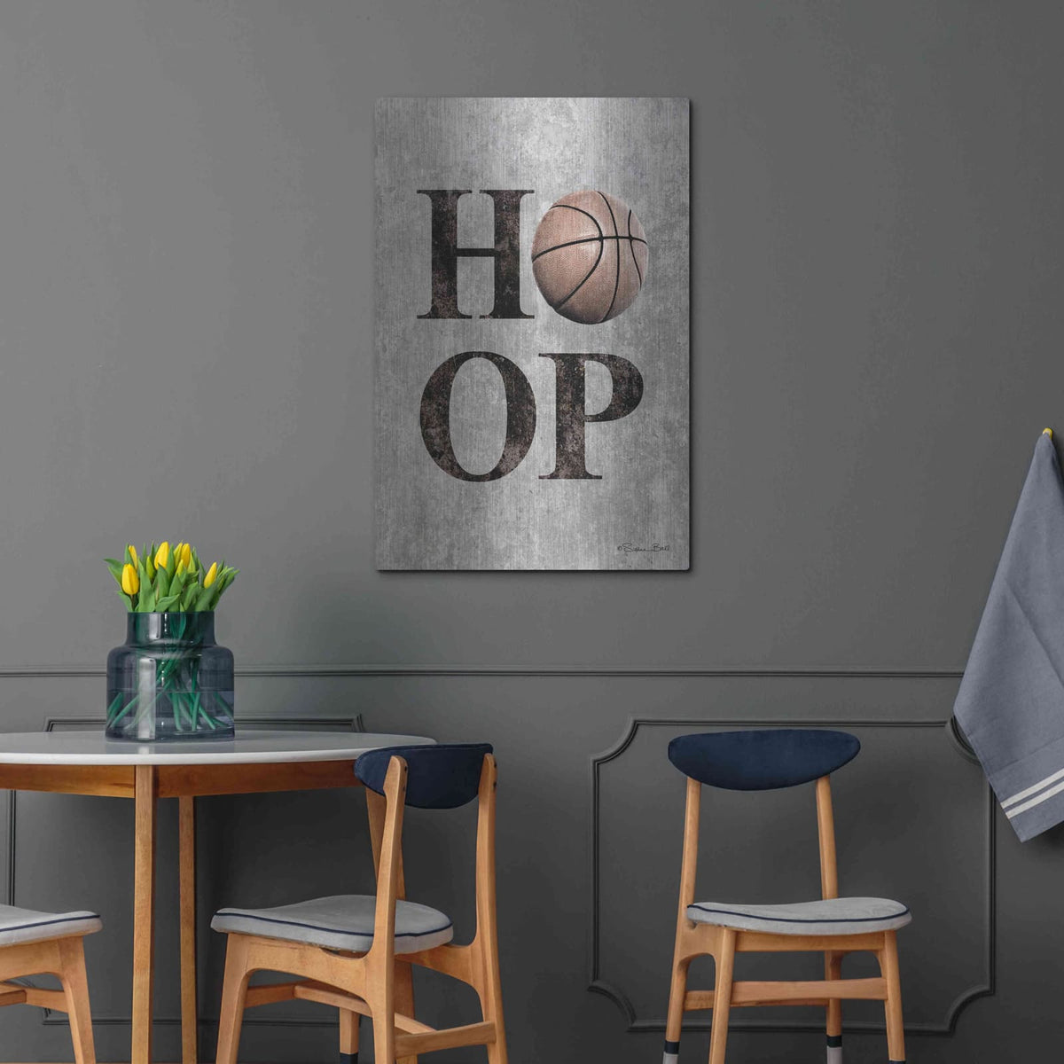 'Basketball Hoop' by Susan Ball – Metal Wall Art, 24x36 room view