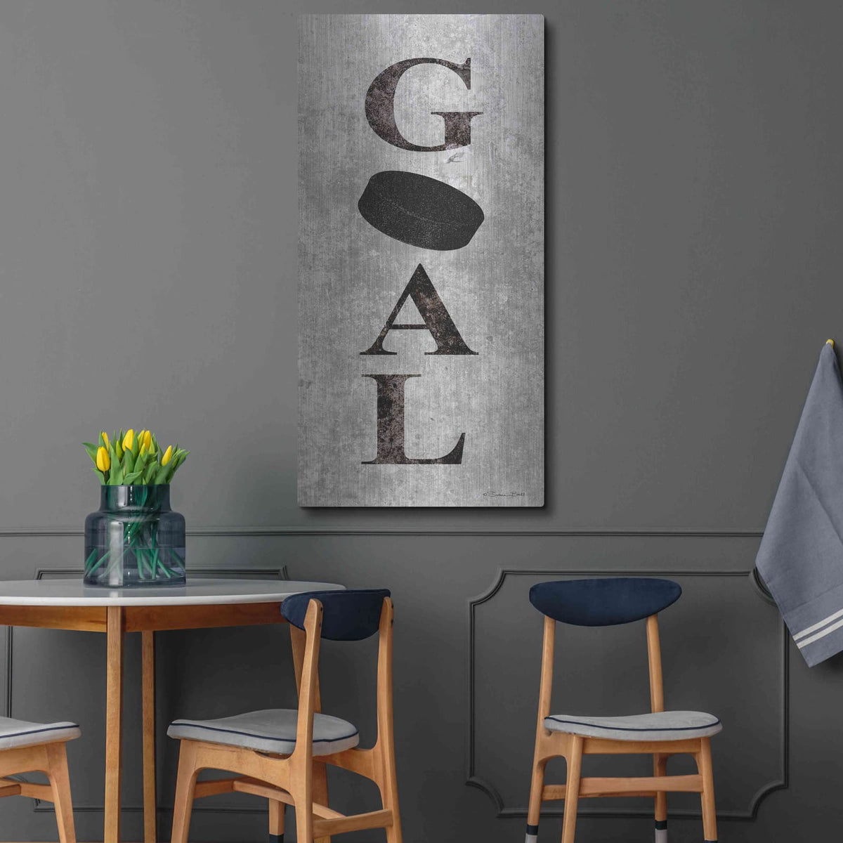 'Hockey Goal' by Susan Ball – Metal Wall Art, 24x48 room view