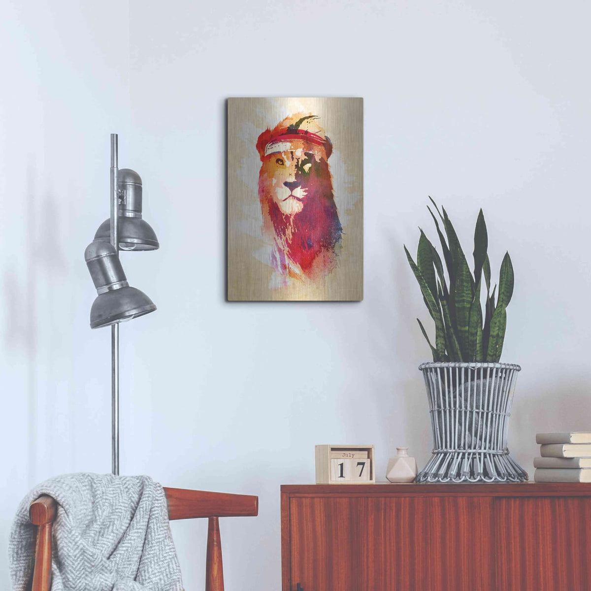 'Gym Lion' by Robert Farkas – Metal Wall Art, 16x24 room view