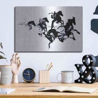 Luxe Metal Art 'Black Horses' by Robert Farkas, Metal Wall Art,16x12