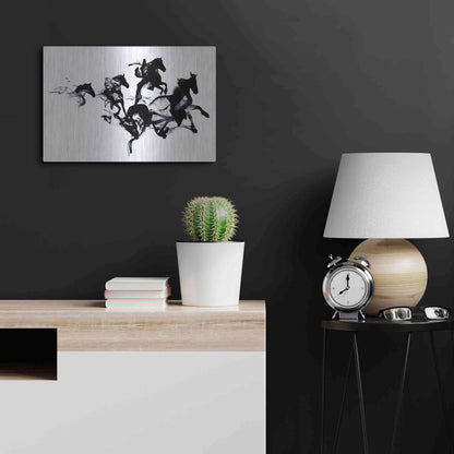 Luxe Metal Art 'Black Horses' by Robert Farkas, Metal Wall Art,24x16