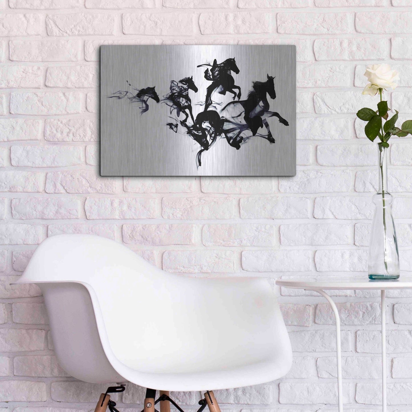 Luxe Metal Art 'Black Horses' by Robert Farkas, Metal Wall Art,24x16