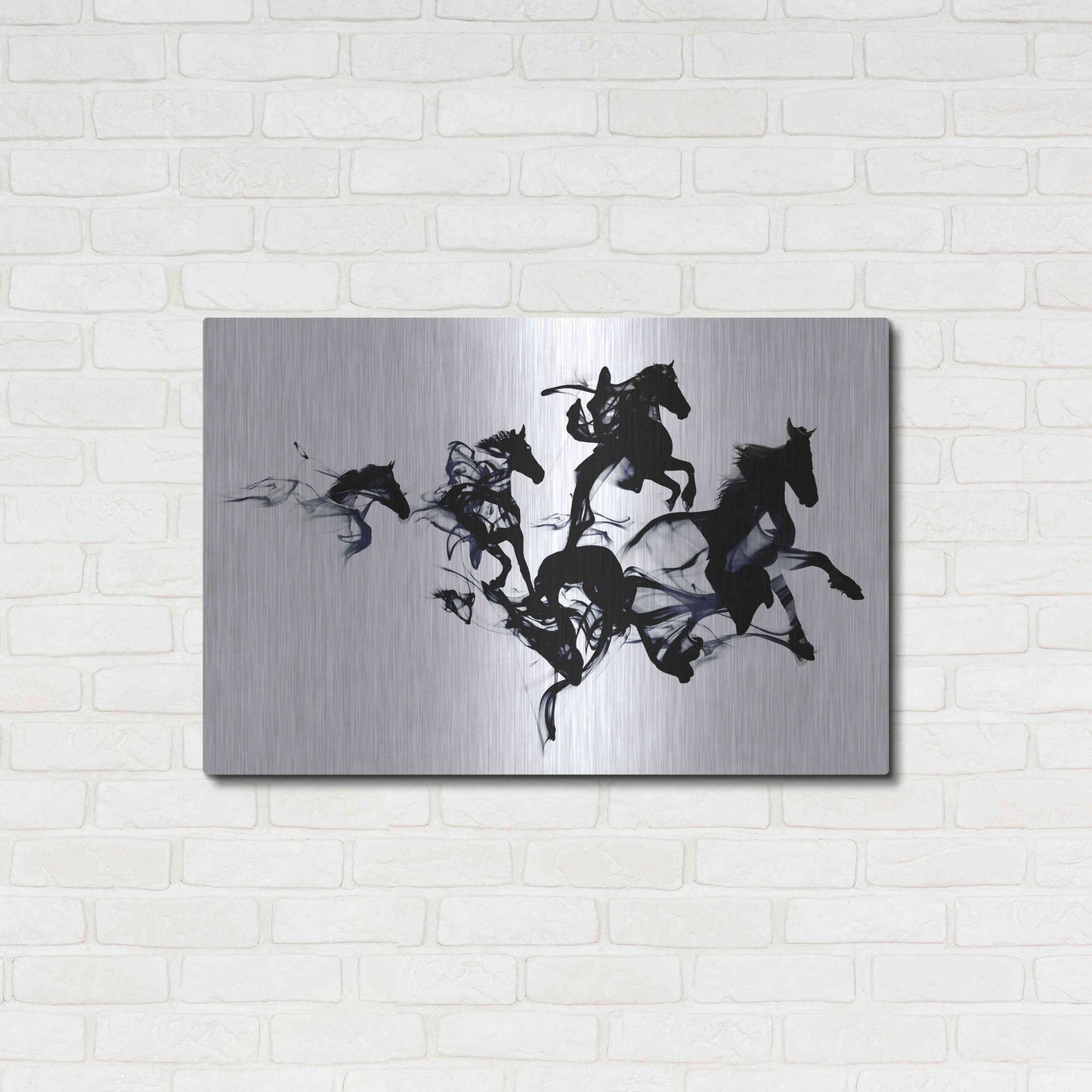 Luxe Metal Art 'Black Horses' by Robert Farkas, Metal Wall Art,36x24