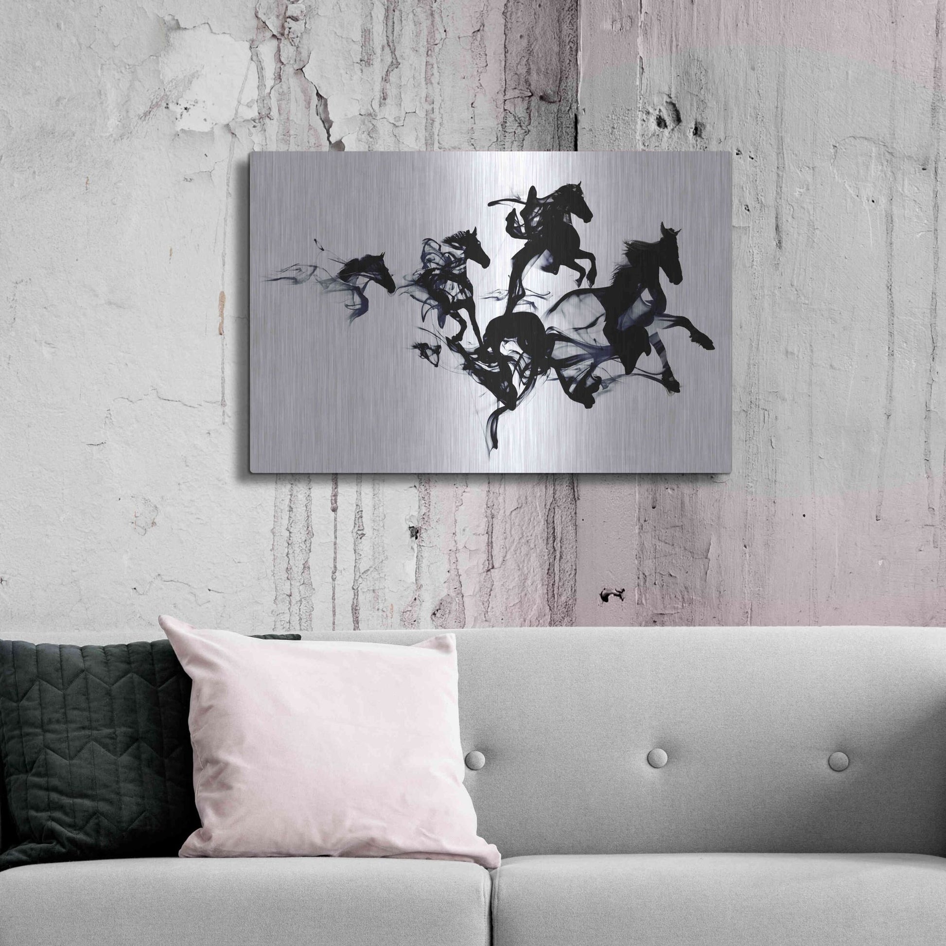 Luxe Metal Art 'Black Horses' by Robert Farkas, Metal Wall Art,36x24