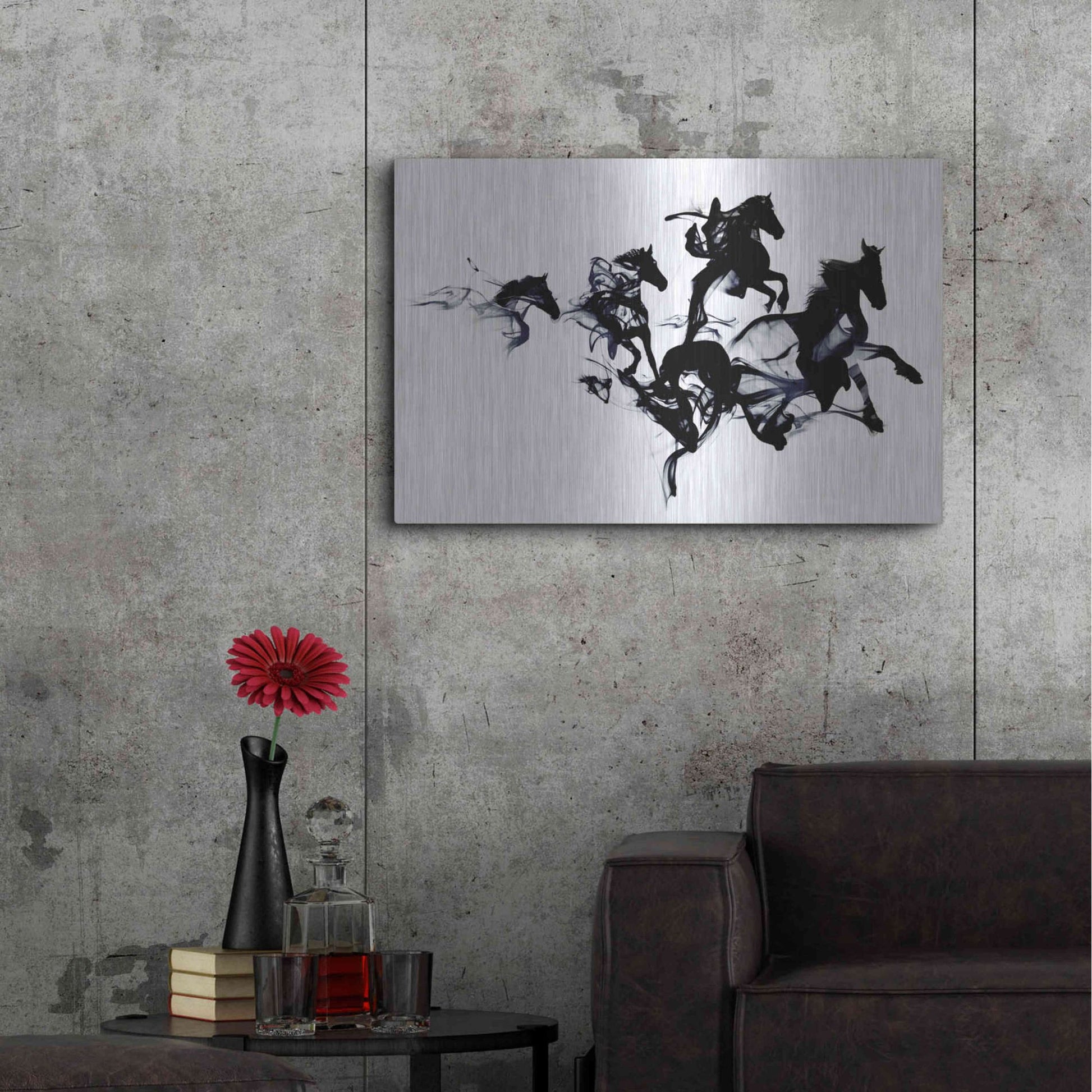 Luxe Metal Art 'Black Horses' by Robert Farkas, Metal Wall Art,36x24