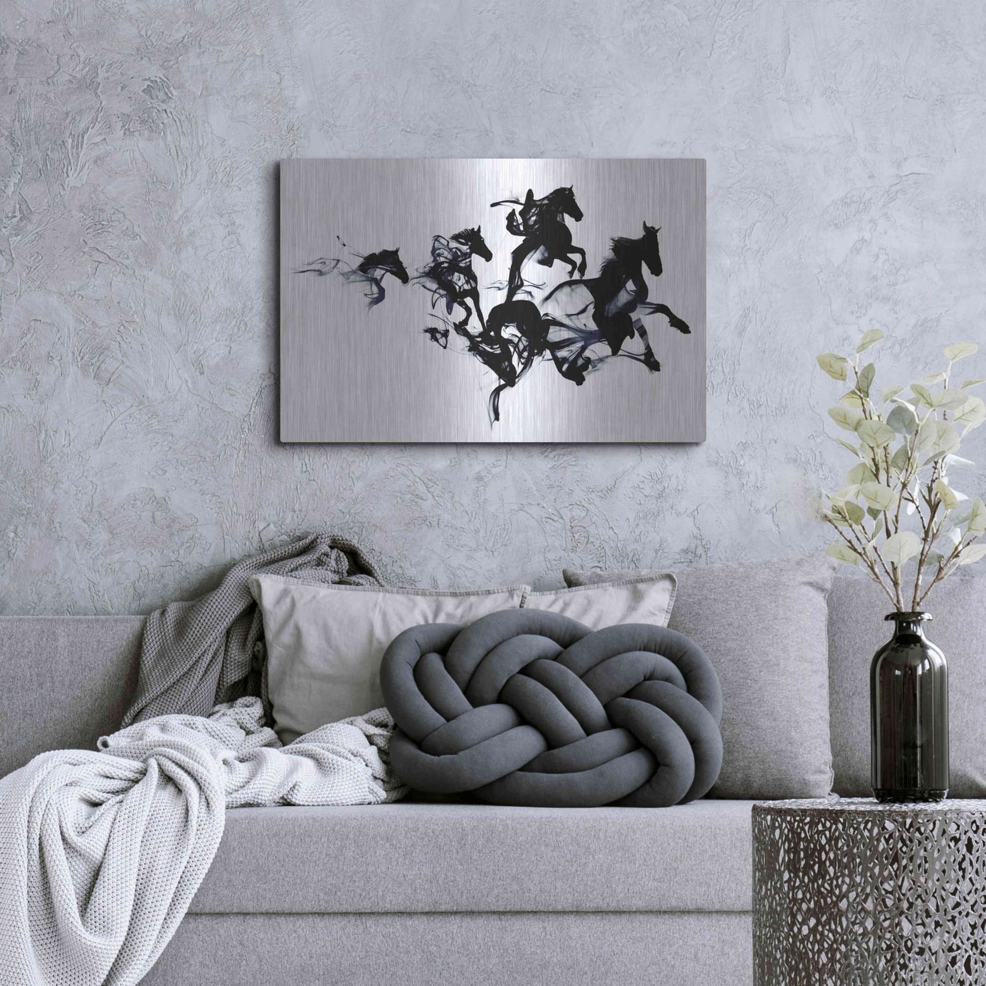 Luxe Metal Art 'Black Horses' by Robert Farkas, Metal Wall Art,36x24