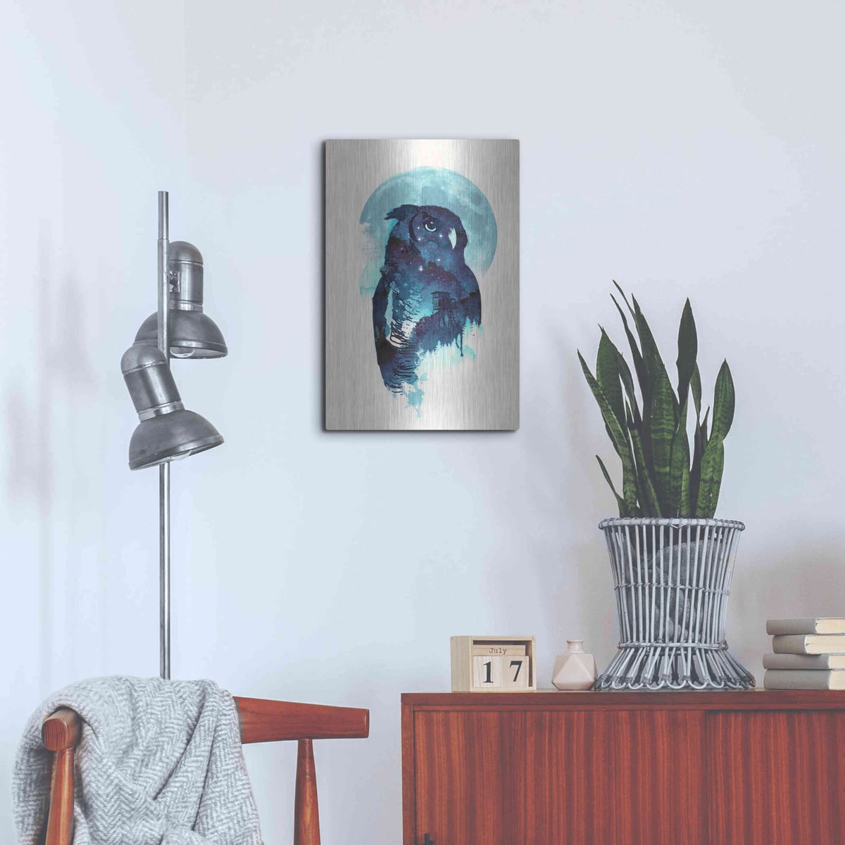 'Midnight Owl' by Robert Farkas – Metal Wall Art, 16x24 room view