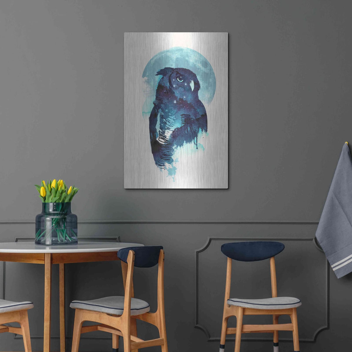 'Midnight Owl' by Robert Farkas – Metal Wall Art, 24x36 room view